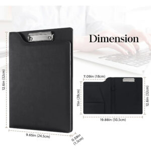 ProCase Clipboard Folder Portfolio, A4 Leather Padfolio Clipboard, Business Portfolio Clipboard Folder Professional Portfolio for Interview Resume Office Conference -Black