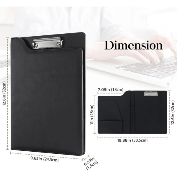 ProCase Clipboard Folder Portfolio, A4 Leather Padfolio Clipboard, Business Portfolio Clipboard Folder Professional Portfolio for Interview Resume Office Conference -Black