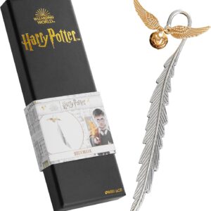 Harry Potter Metal Bookmark with Hanging Charm Golden Snitch Hogwarts Reading Gifts Book Lovers Gift Box (Golden Snitch)